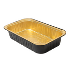 267.84-CONTENITORI LACCATI  1112 ML 23,2x14,4x4,7 CM NERO/ORO ALLUMINIO (50 u.)