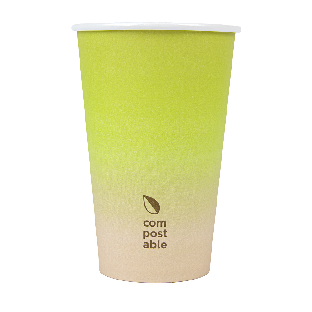 271.00-BICCHIERI BEVANDE FREDDE E CALDE 1 PARETE 'COMPOSTABLE GRADIENT' 480 ML - 16 oz 300 G/M2 Ø9/6x13,2 CM BIANCO CARTONE (50 u.)
