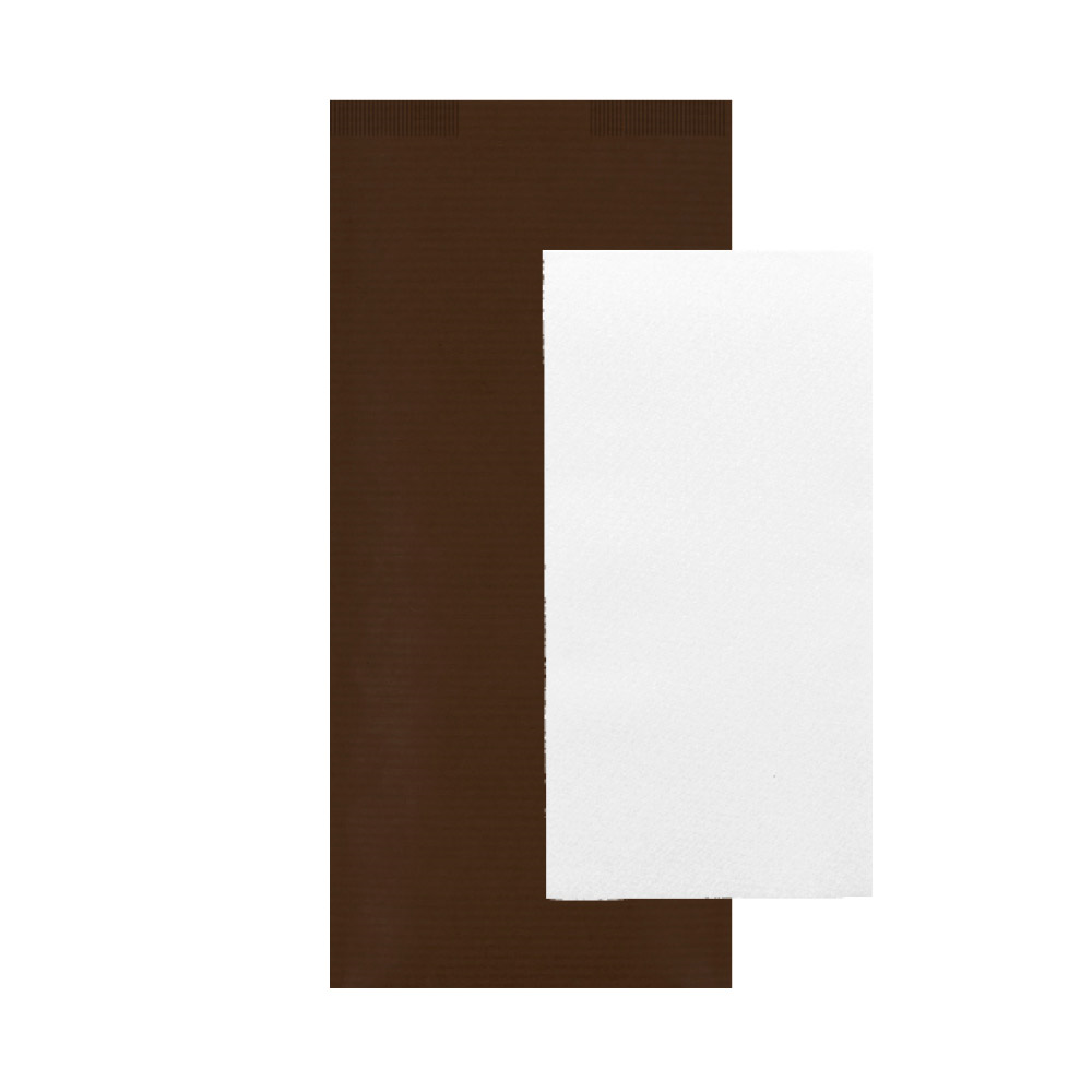 251.51-TOVAGLIOLI BIANCHI AIRLAID INCELLOFANATI JUST IN TIME  40 + 10PE G/M2 11x25 CM CIOCCOLATO KRAFT A COSTINE (150 u.)