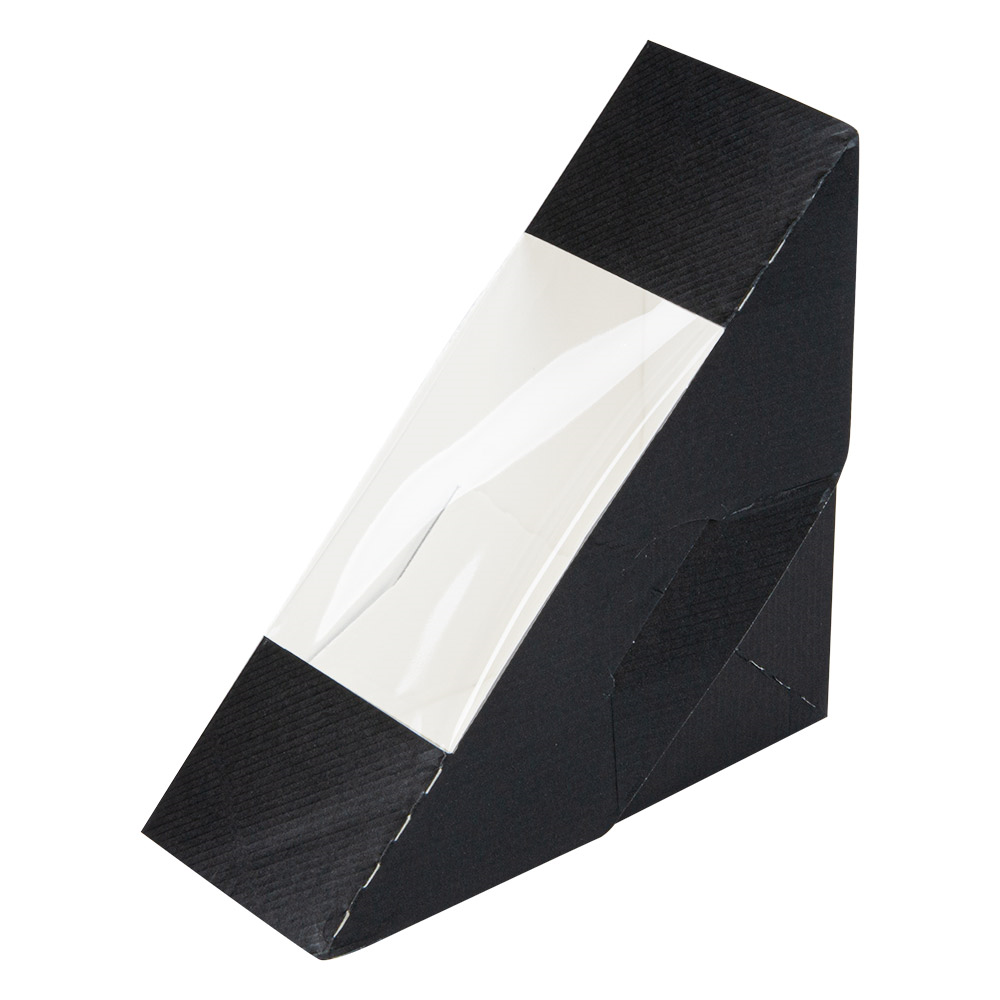 256.35-SCATOLE PER PANINI CON FINESTRA 'THEPACK'  12,4x12,4x5,5 CM NERO CARTONE NANO-MICRO + OPP (50 u.)