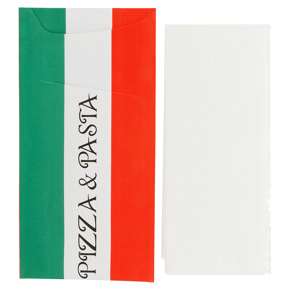 169.58-BUSTE PORTAPOSATE + TOVAGLIOLO 'JUST IN TIME OPEN' PIZZA & PASTA 90 + 10PE G/M2 11,2x22,5 CM BIANCO CELLULOSA (100 u.)