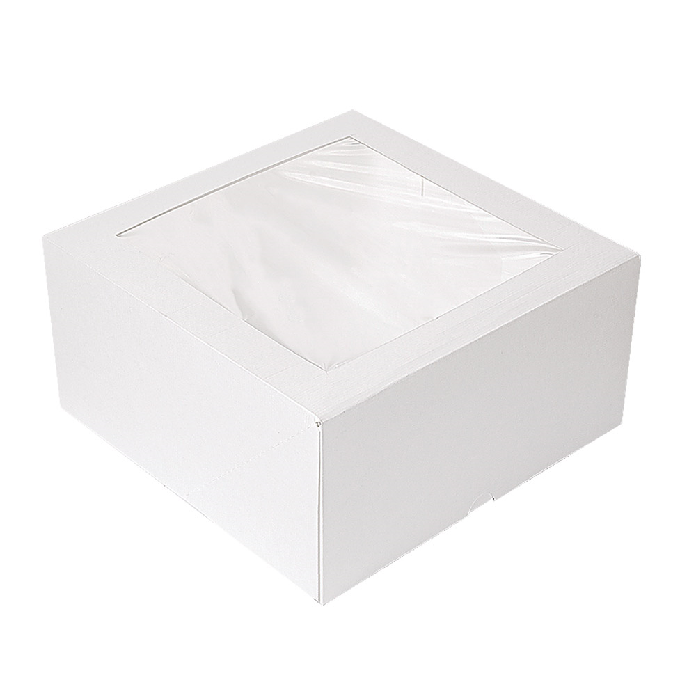 201.68-SCATOLE PER PASTICCERIA CON FINESTRA 'THEPACK'   24x24x12 CM BIANCO CARTONE NANO-MICRO + OPP (50 u.)