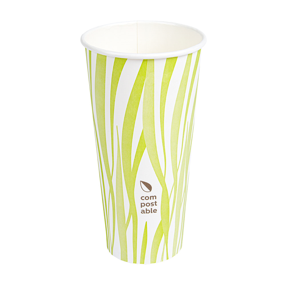 271.12-BICCHIERI BEVANDE FREDDE E CALDE 1 PARETE 'COMPOSTABLE GRASS' 660 ML - 22 oz 300 G/M2 Ø9/6x17 CM BIANCO CARTONE (50 u.)