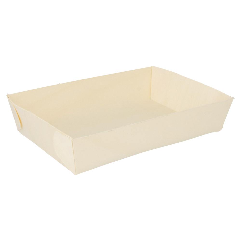 223.65-BARCHETTE RETTANGOLARI 'WOOD' 600 ML 19x13x4 CM NATURALE LEGNO (25 u.)