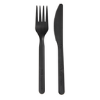 227.28-SET 3/1 FORCHETTA, COLETELLO, TOVAGLIOLO 'FEEL GREEN'  18 CM NERO CPLA (100 u.)