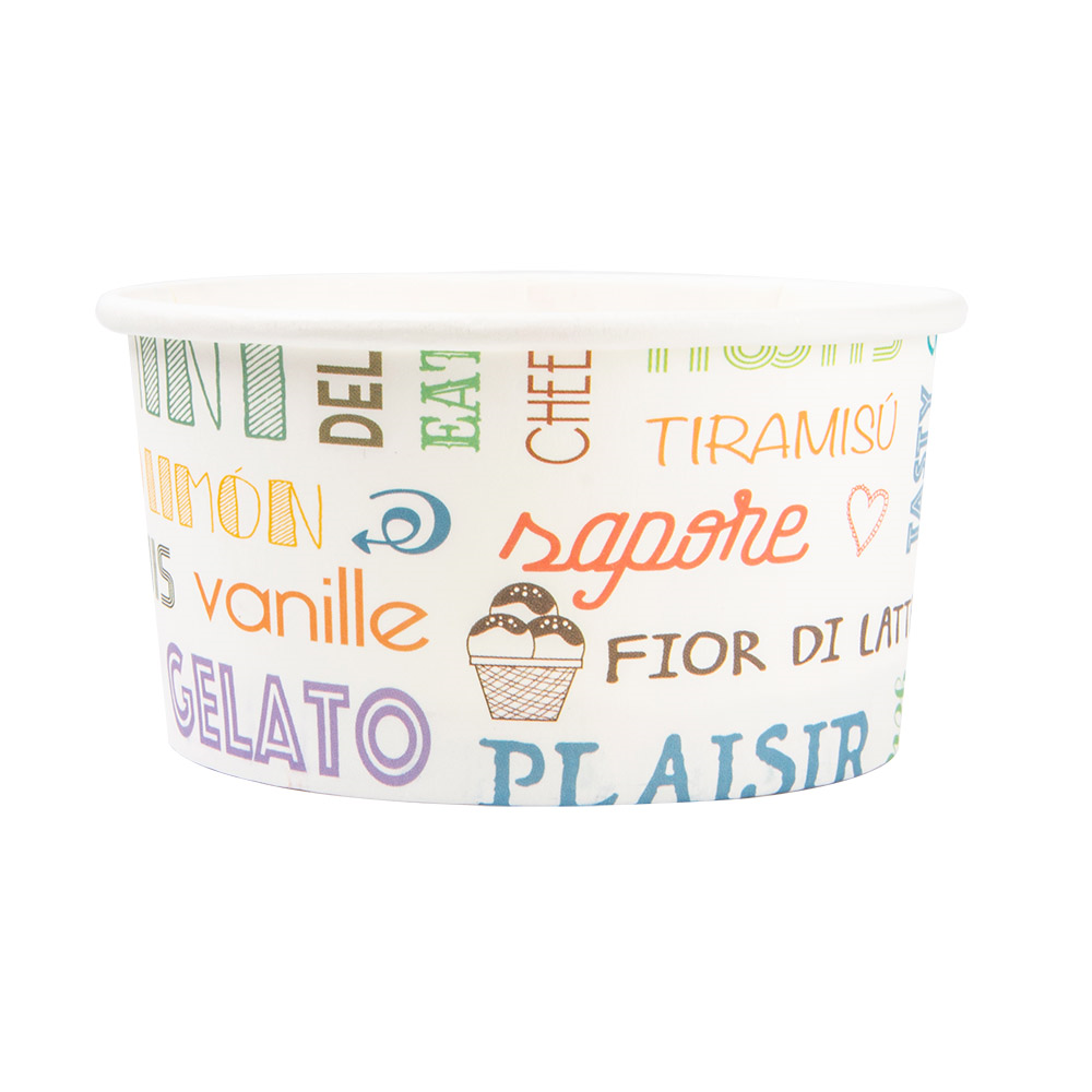230.29-COPPETTE GELATI PAROLE 180 ML 250 + 18 PE G/M2 Ø 8,7x5,2 CM BIANCO CARTONE (50 u.)