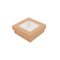 256.03-SCATOLINE+COPERCHI CON FINESTRA 'THEPACK' 500 ML 12x12x5 CM NATURALE CARTÓN NANO-MICRO + PP + OPP (25 u.)