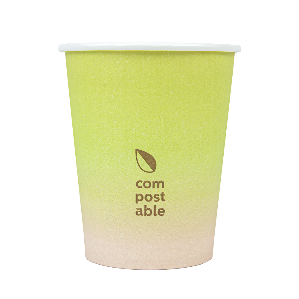 270.98-BICCHIERI BEVANDE FREDDE E CALDE 1 PARETE 'COMPOSTABLE GRADIENT' 240 ML - 8 oz 280 G/M2 Ø8/5,6x9,2 CM BIANCO CARTONE (50 u.)
