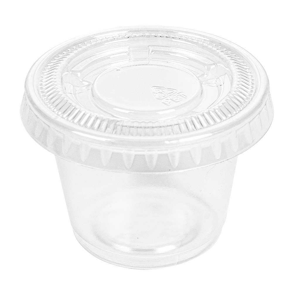 215.06-50 COPPETTE PICCOLE + 50 COPERCHI 30 ML Ø4,5x3,3 CM TRASPARENTE PP
