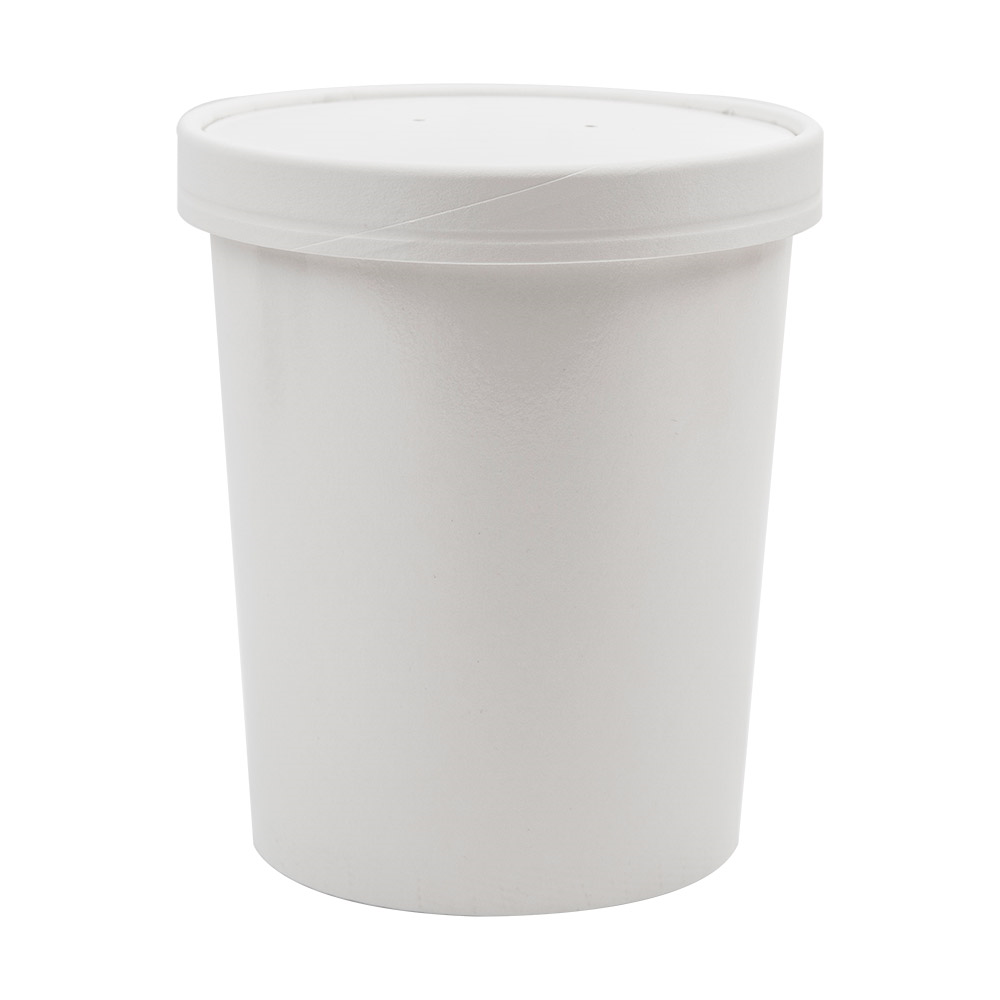 226.48-CONTENITORI CON COPERCHI 960 ML - 32 oz 330 + 18 PE G/M2 Ø11,7/9,2x13,5 CM BIANCO CARTONE (25 u.)