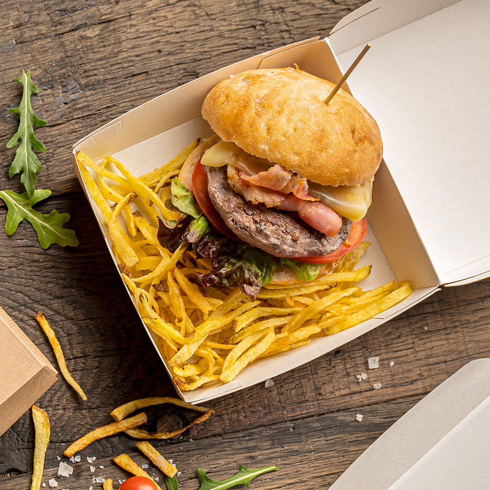 234.21-SCATOLE HAMBURGER 'THEPACK'  17,6x16,8x7,8 CM (XL WIDER) NATURALE CARTONE NANO-MICRO (50 u.)