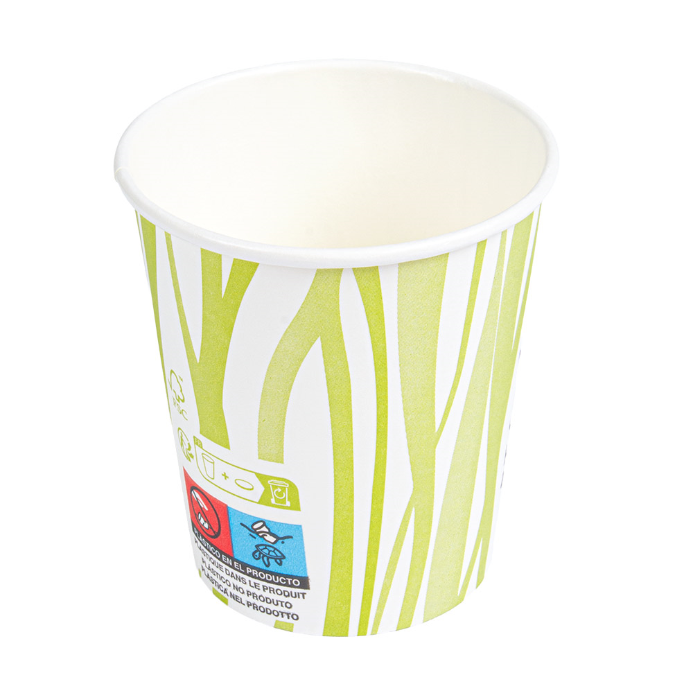 271.08-BICCHIERI BEVANDE FREDDE E CALDE 1 PARETE 'COMPOSTABLE GRASS' 180 ML - 6 oz 260 G/M2 Ø7,2/5,3x7,8 CM BIANCO CARTONE (50 u.)