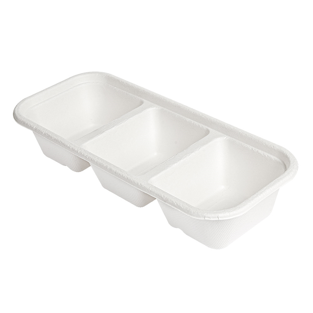 257.53-VASSOI 3 SCOMPARTI 'BIONIC' 500 ML 22,5x9,6x4,3 CM BIANCO BAGASSA (50 u.)