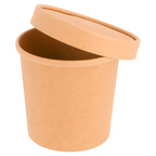212.59-CONTENITORI CON COPERCHI 360 ML - 12 oz 300 + 18 PE G/M2 Ø 9/7,3x8,6 CM NATURALE KRAFT (25 u.)