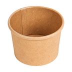 279.28-CONTENITORI CON COPERCHI 240 ML - 8 oz 300 + 18 PE G/M2 Ø9/7,5x6 CM NATURALE KRAFT (25 u.)