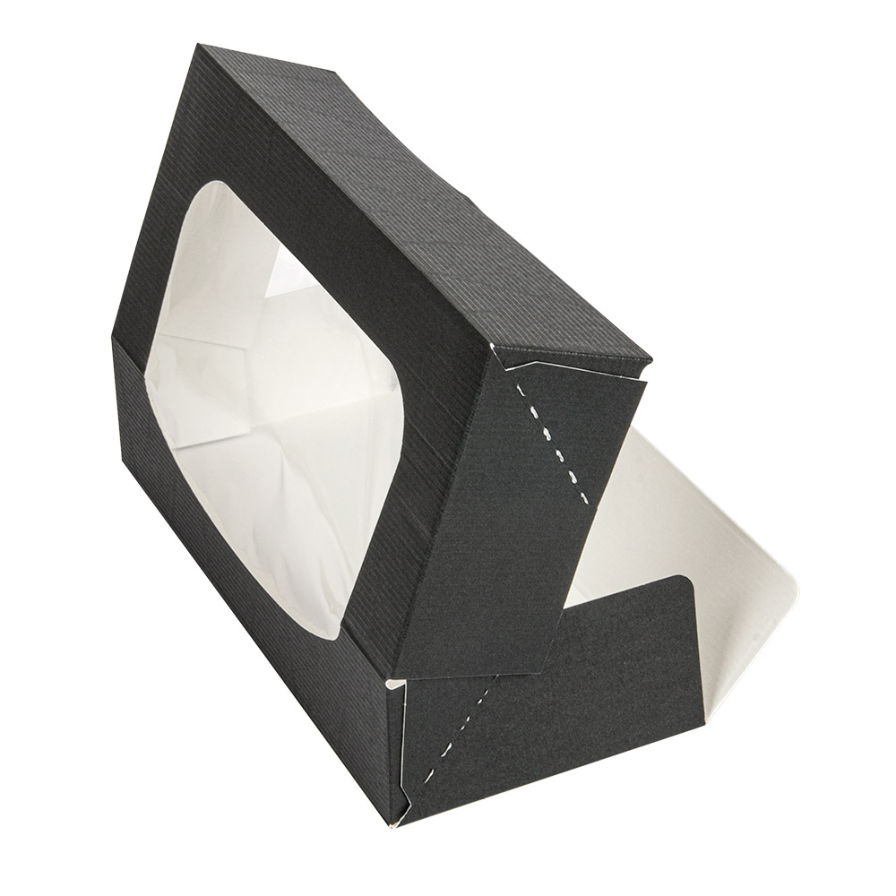 252.25-CONTENITORI SUSHI+FINESTRA 'THEPACK'  19,7x9x4,5 CM NERO CARTONE NANO-MICRO + OPP (50 u.)
