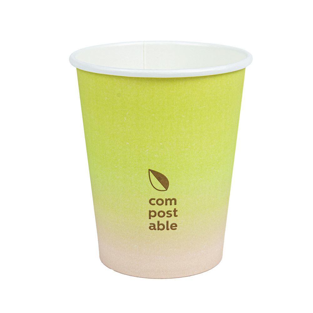 270.98-BICCHIERI BEVANDE FREDDE E CALDE 1 PARETE 'COMPOSTABLE GRADIENT' 240 ML - 8 oz 280 G/M2 Ø8/5,6x9,2 CM BIANCO CARTONE (50 u.)