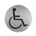 258.35-CARTELLO AUTO-ADESIVE "ACCESSIBILE"   Ø 7,5 CM ARGENTO ACCIAIO INOX