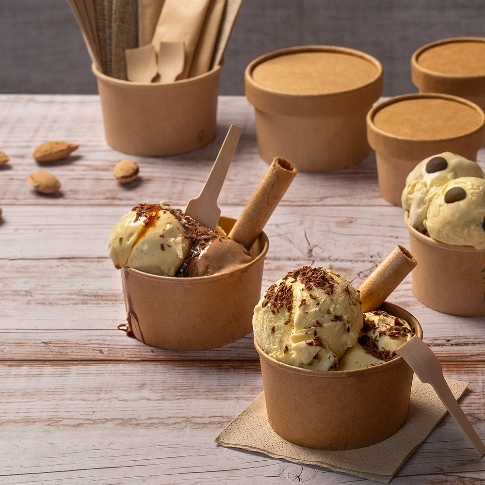 222.92-COPPETTA GELATI  240 ML 250 + 18 PE G/M2 Ø9,4x5,5 CM MARRONE CARTONE (50 u.)