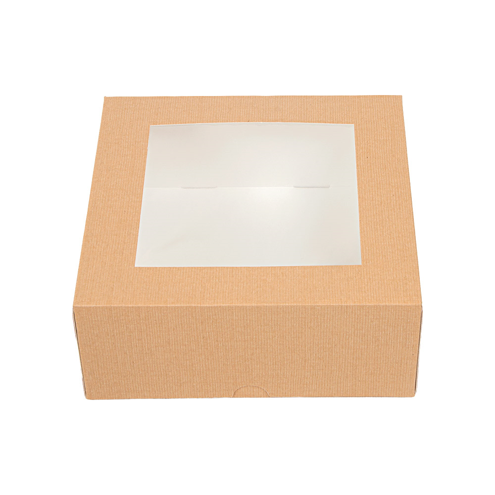 253.44-SCATOLE PER PASTICCERIA CON FINESTRA 'THEPACK'  18x18x7,5 CM NATURALE CARTONE NANO-MICRO + OPP (50 u.)
