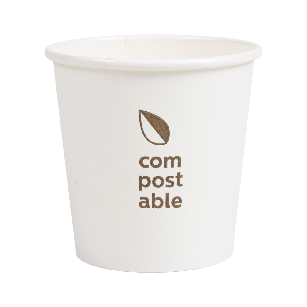 274.40-BICCHIERI BEVANDE FREDDE E CALDE 1 PARETE 'COMPOSTABLE' 120 ML - 4 oz 230 G/M2 Ø6,3/4,5x6 CM BIANCO CARTONE (50 u.)