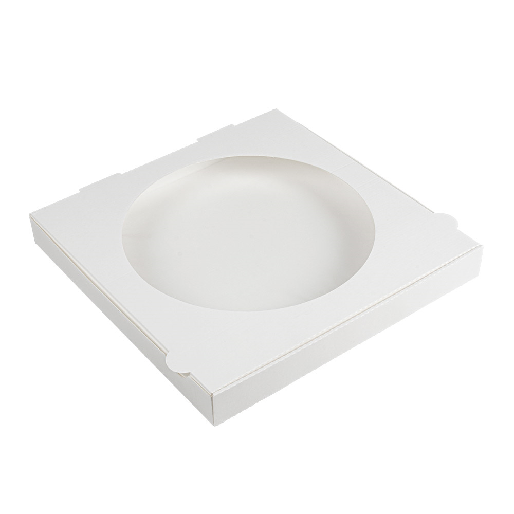 275.93-SCATOLE PER PIZZA CON FINESTRA 'THEPACK'  32x32x3,8 CM BIANCO CARTONE NANO-MICRO + OPP (100 u.)
