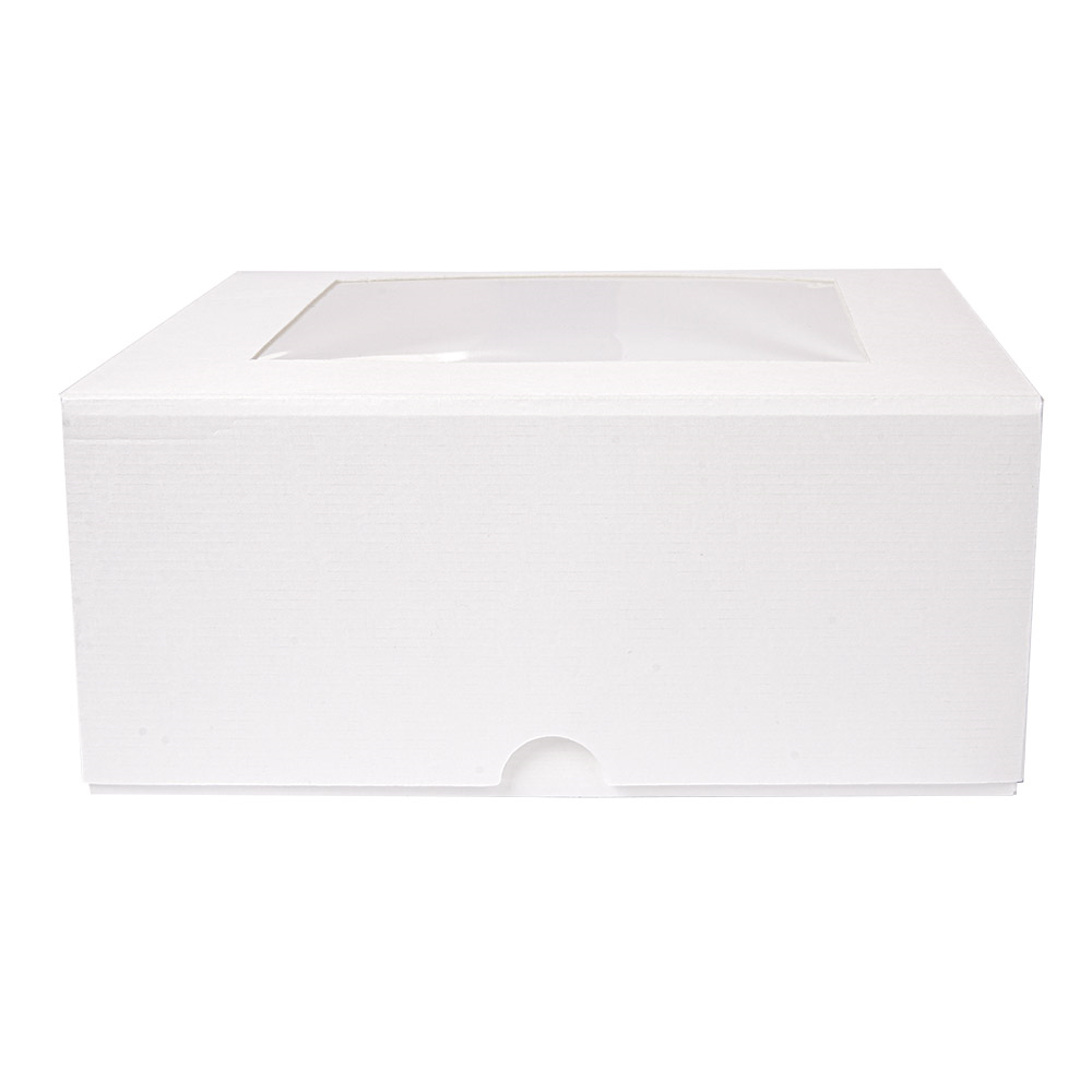 253.26-SCATOLE PER PASTICCERIA CON FINESTRA 'THEPACK' DECO  18x18x7,5 CM BIANCO CARTONE NANO-MICRO + OPP (50 u.)