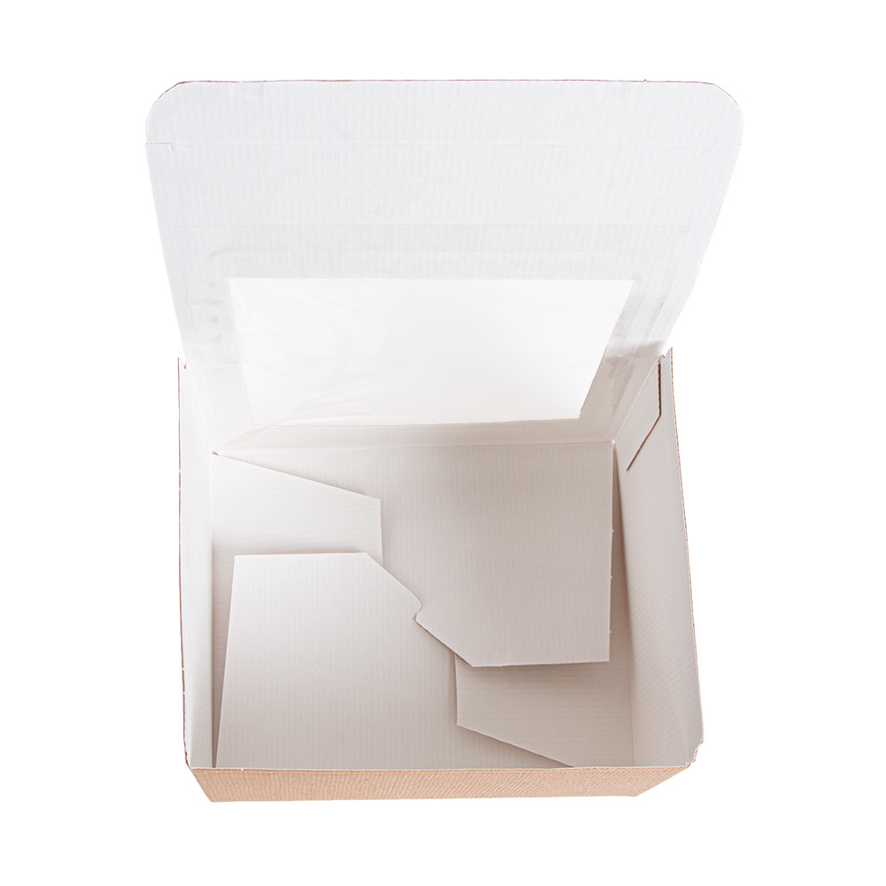 256.14-SCATOLE PER PASTICCERIA CON FINESTRA 'THEPACK'  11x13x8 CM NATURALE CARTONE NANO-MICRO + OPP (50 u.)