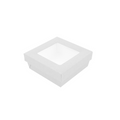 255.95-SCATOLINE+COPERCHI CON FINESTRA 'THEPACK' 500 ML 12x12x5 CM BIANCO CARTÓN NANO-MICRO + PP + OPP (25 u.)