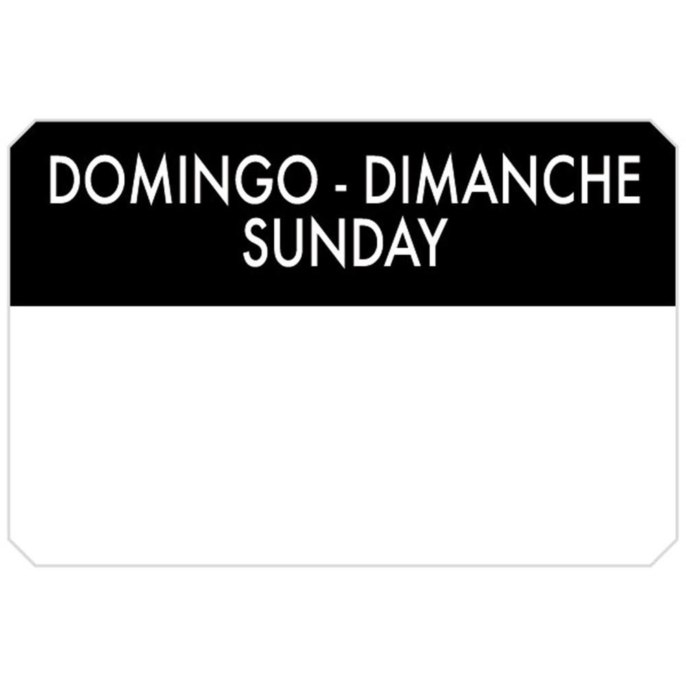 393.87-500 U. ETICHETTE ADESIVE DOMENICA   7,5x5 CM NERO ADESIVO
