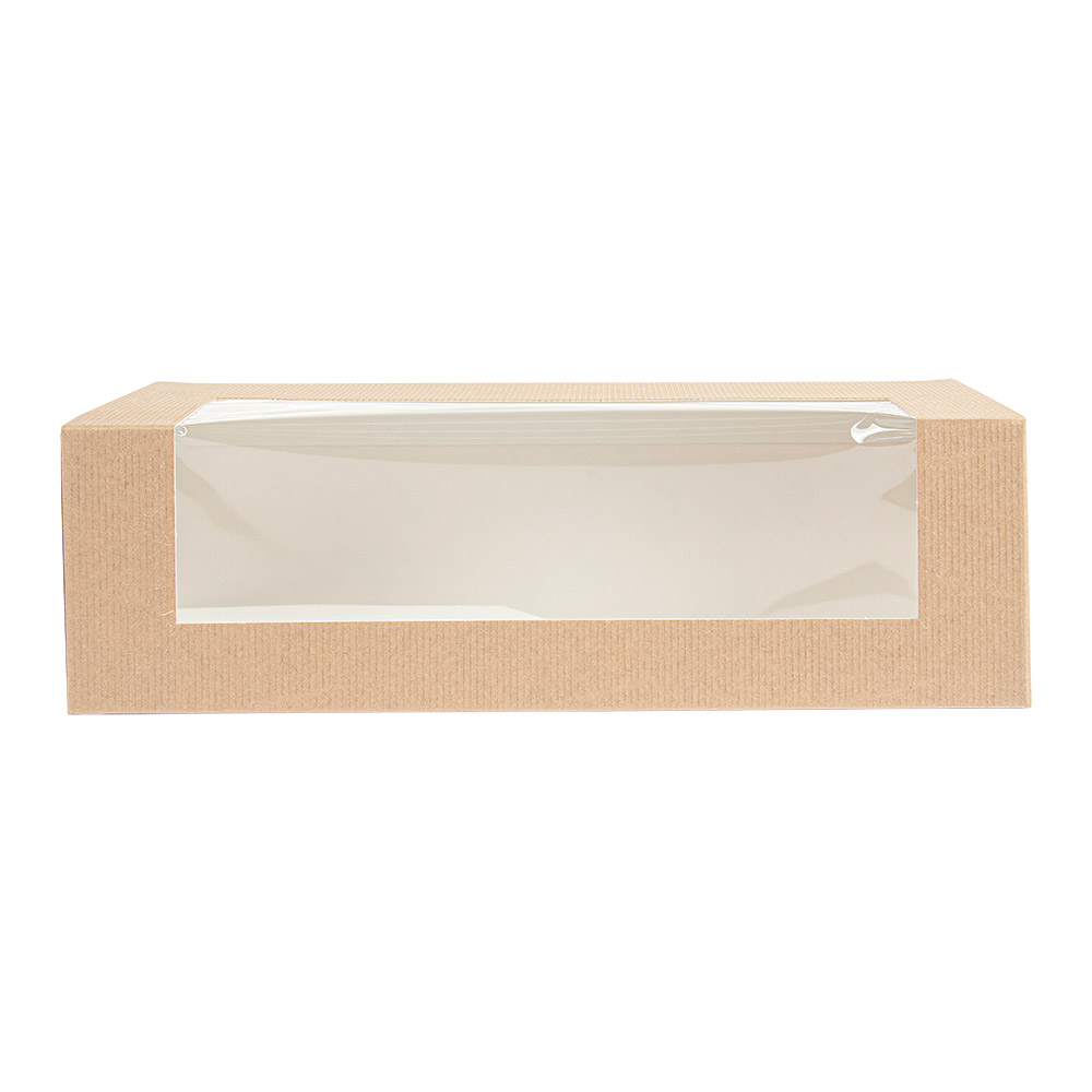 256.16-SCATOLE PER PASTICCERIA CON FINESTRA 'THEPACK'  26x11x8 CM NATURALE CARTONE NANO-MICRO + OPP (50 u.)