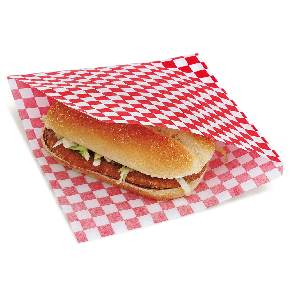 186.40-CARTA ANTIGRASSO APERTO 2 LATI FAST FOOD RED FITIPALDI 32 G/M2 17x18 CM BIANCO PERGAMANA ANTIGRASSI (500 u.)