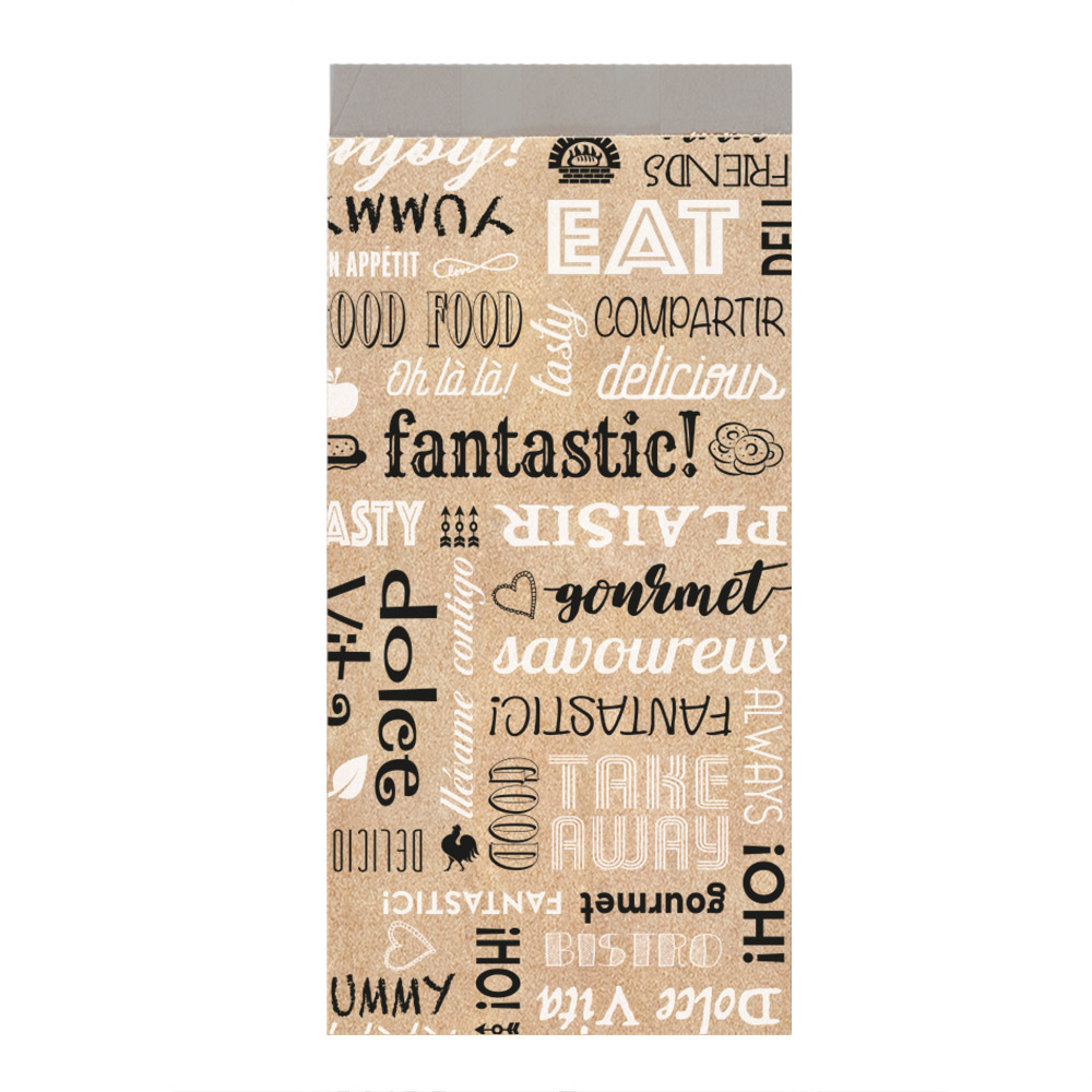 265.91-SACHETTI ANTIGRASSO PER SANDWICHES PAROLE 40+20 G/M2 12+4x26 CM MARRONE KRAFT + ALLUMINIO (500 u.)