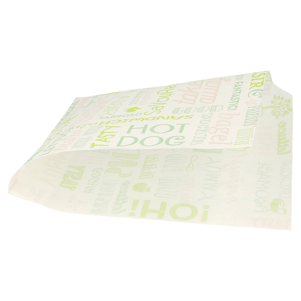 229.36-CARTA ANTIGRASSO APERTO 2 LATI FAST FOOD PAROLE 35 G/M2 16x16,5 CM BIANCO PERGAMANA ANTIGRASSI (500 u.)