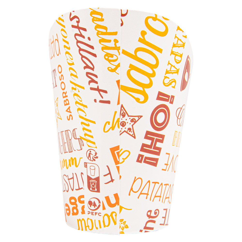229.58-BICCHIERE PER FRITTI APERTO PAROLE 9 OZ - 270 ML 220 + 18PE G/M2 Ø7x10,5 CM BIANCO CARTONE (100 u.)
