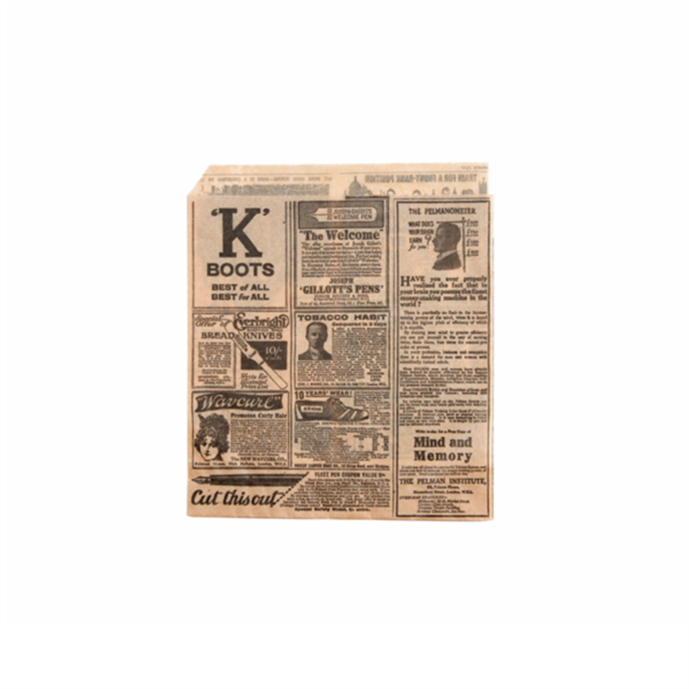 098.01-CARTA ANTIGRASSO APERTO 2 LATI FAST FOOD TIMES 32 G/M2 13x14 CM NATURALE PERGAMANA ANTIGRASSI (1000 u.)