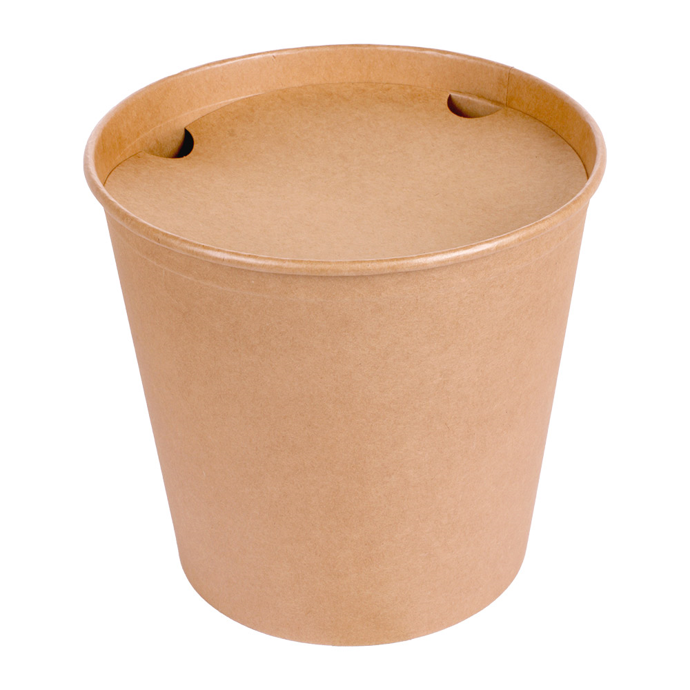 257.90-CONTENITORI PER POLLO +COPERCHIO  5100 ML 337 + 18PE G/M2 Ø 22/16,3x20,9 CM NATURALE KRAFT (40 u.)