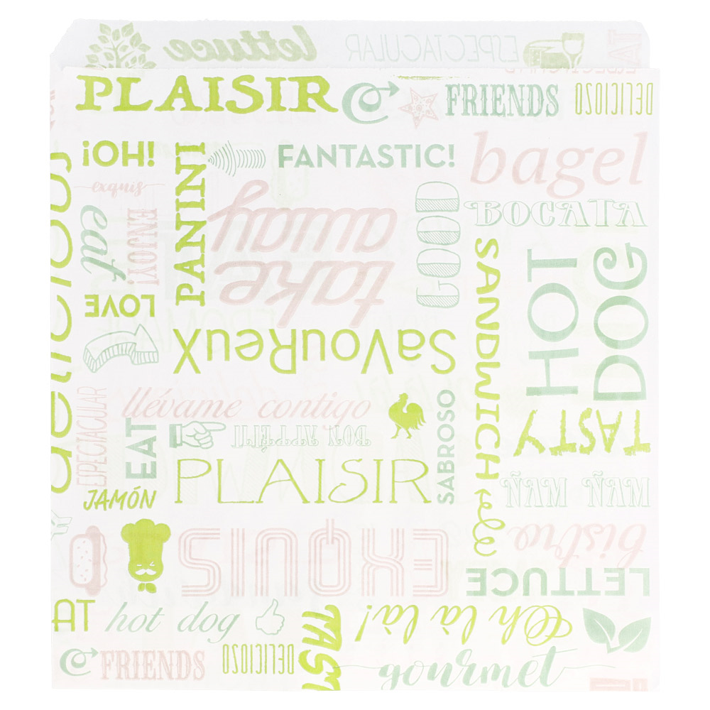 229.37-CARTA ANTIGRASSO APERTO 2 LATI FAST FOOD PAROLE 35 G/M2 17x18 CM BIANCO PERGAMANA ANTIGRASSI (500 u.)