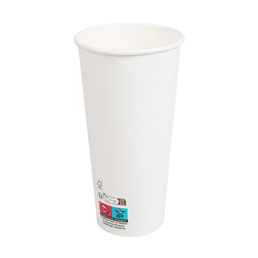 274.45-BICCHIERI BEVANDE FREDDE E CALDE 1 PARETE 'COMPOSTABLE' 660 ML - 22 oz 300 G/M2 Ø9/6x17 CM BIANCO CARTONE (50 u.)