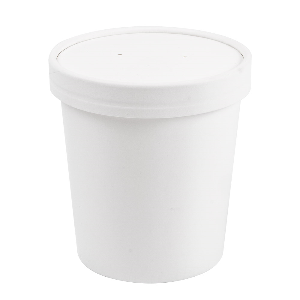 226.40-CONTENITORI CON COPERCHI 480 ML - 16 oz 320 + 18 PE G/M2 Ø9,7/7,5x10 CM BIANCO CARTONE (25 u.)