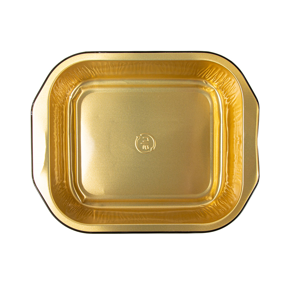 267.81-CONTENITORI LACCATI 497 ML 15,7x12,4x4 CM NERO/ORO ALLUMINIO (50 u.)