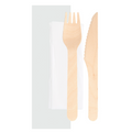 228.21-SET 3/1 POSATE + TOVAGLIOLO 'WOOD' MAKAN  16 CM NATURALE LEGNO (100 u.)