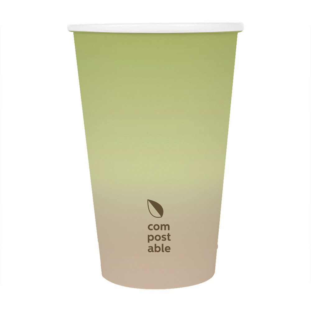 271.01-BICCHIERI BEVANDE FREDDE E CALDE 1 PARETE 'COMPOSTABLE GRADIENT' 660 ML - 22 oz 300 G/M2 Ø9/6x17 CM BIANCO CARTONE (50 u.)
