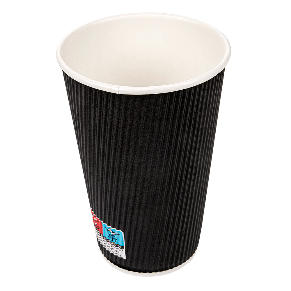179.11-BICCHIERI BEVANDE CALDE DOPPIA PARETE  480 ML - 16 oz 300 + 250 + 18 PE G/M2 Ø9/6x13,2 CM NERO CARTONE (25 u.)
