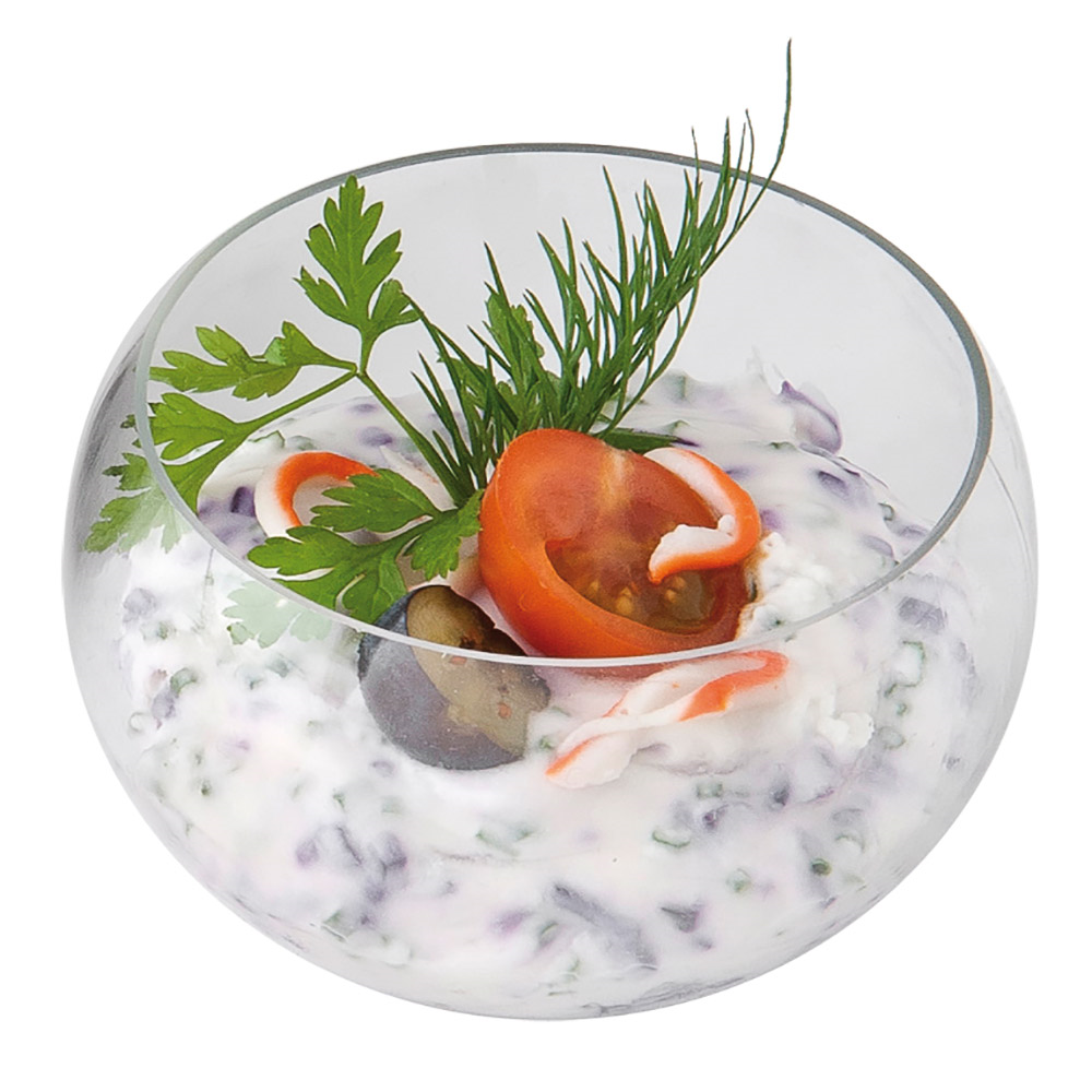 156.96-CONTENITORI APERITIVO SFERA  150 ML 6,3x5 CM TRASPARENTE APET (5 u.)