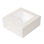 253.26-SCATOLE PER PASTICCERIA CON FINESTRA 'THEPACK' DECO  18x18x7,5 CM BIANCO CARTONE NANO-MICRO + OPP (50 u.)