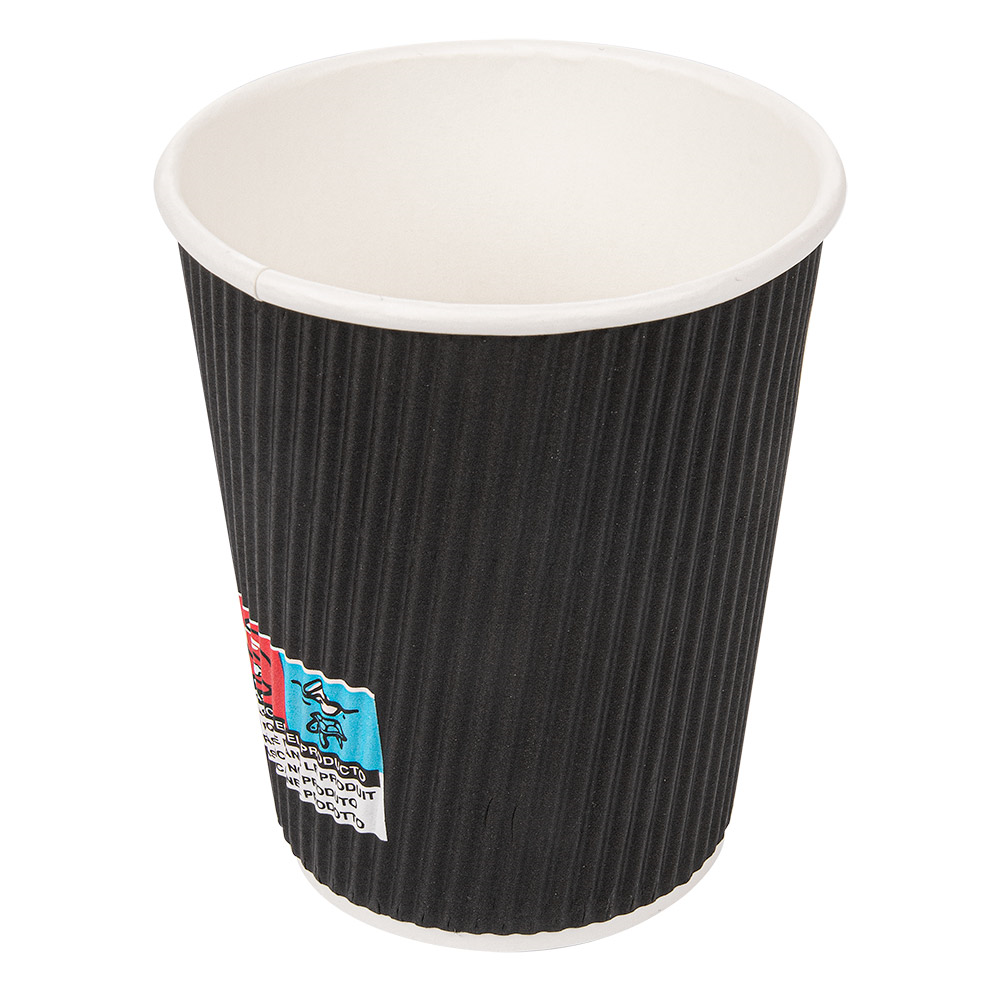 178.38-BICCHIERI BEVANDE CALDE DOPPIA PARETE  240 ML - 8 oz 280 + 250 + 18 PE G/M2 Ø8/5,6x9,2 CM NERO CARTONE (25 u.)