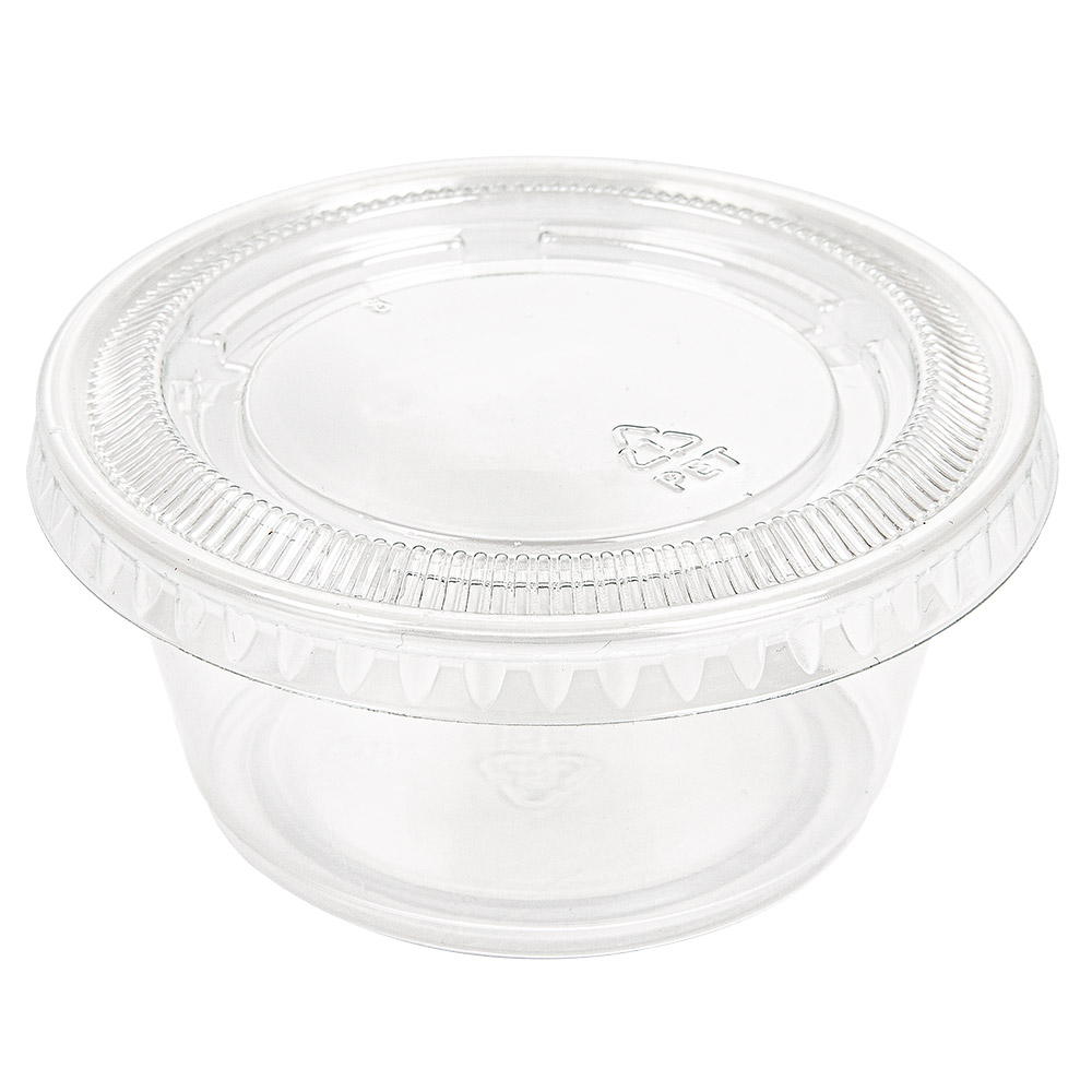 215.08-50 COPPETTE PICCOLE + 50 COPERCHI 100 ML Ø7,4x3,5 CM TRASPARENTE PP