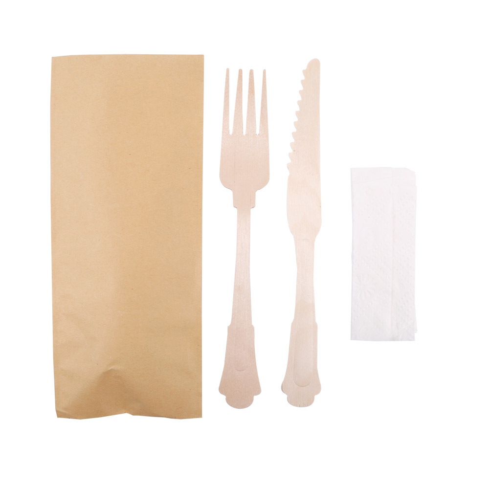 228.22-SET 3/1 POSATE + TOVAGLIOLO 'WOOD' CLASSIC  20 CM NATURALE LEGNO (100 u.)