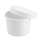 226.45-CONTENITORI CON COPERCHI 240 ML - 8 oz 300 + 18 PE G/M2 Ø9/7,5x6 CM BIANCO CARTONE (25 u.)